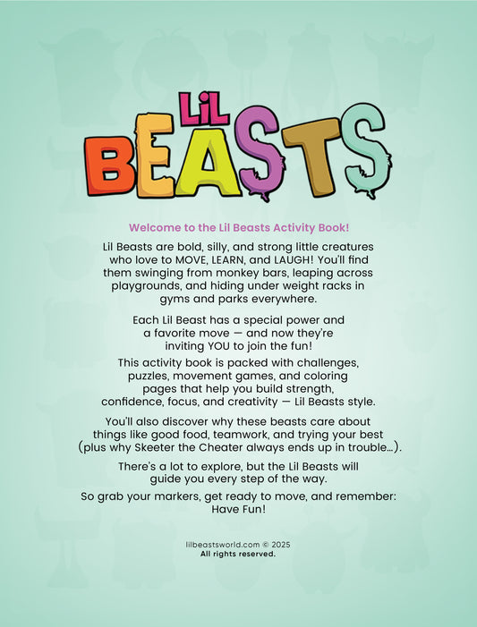 Lil Beasts World activity book for kids with fun screen-free activities