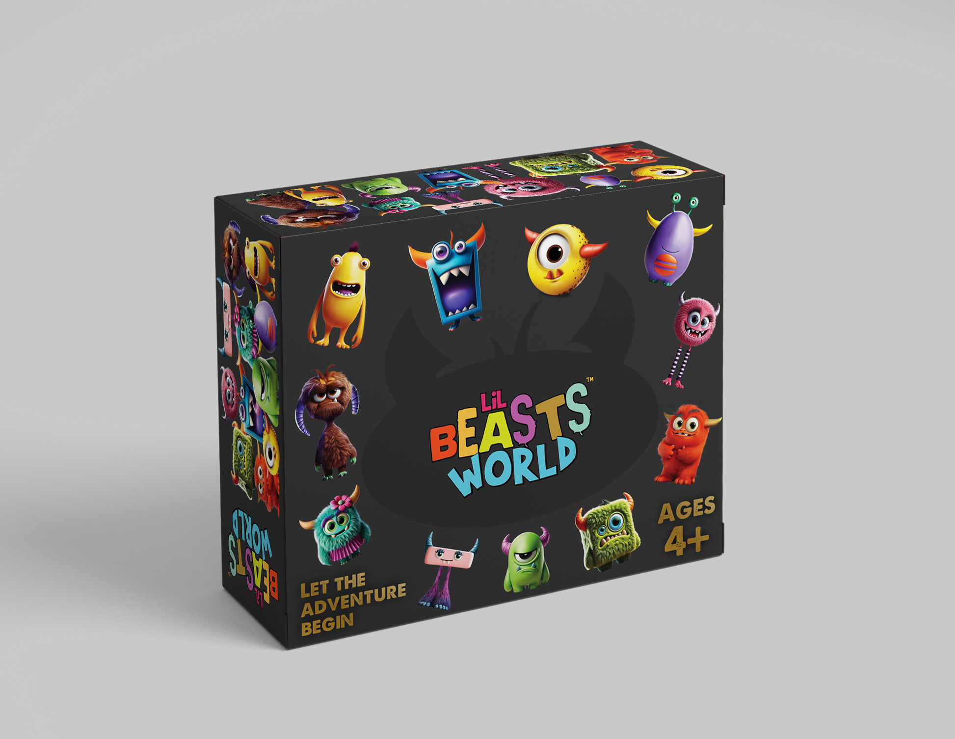 Lil Beasts World screen-free movement board game box on grey background